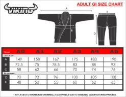 Viking Stealth BJJ Gi - MMA Factory -Sports - Boxing VIKING ADULT GI SIZE CHART 2