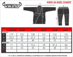 Viking Kids Ultra Light 2.0 BJJ Gi - MMA Factory -Sports - Boxing VIKING KIDS GI SIZE CHART