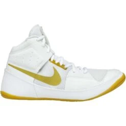 Nike Fury Wrestling Shoes - White/Gold - MMA Factory
