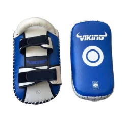 Viking Diablo Curved Pro Leather Thai Pads (Heavy Duty) - MMA Factory -Sports - Boxing thai pads blue white 1