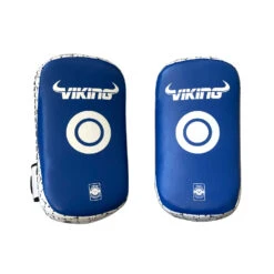 Viking Diablo Curved Pro Leather Thai Pads (Heavy Duty) - MMA Factory -Sports - Boxing thai pads blue white 3 1