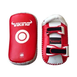 Viking Diablo Curved Pro Leather Thai Pads (Heavy Duty) - MMA Factory -Sports - Boxing thai pads red white 2