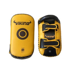 Viking Diablo Curved Pro Leather Thai Pads (Heavy Duty) - MMA Factory -Sports - Boxing thai pads yellow 4 copy 1